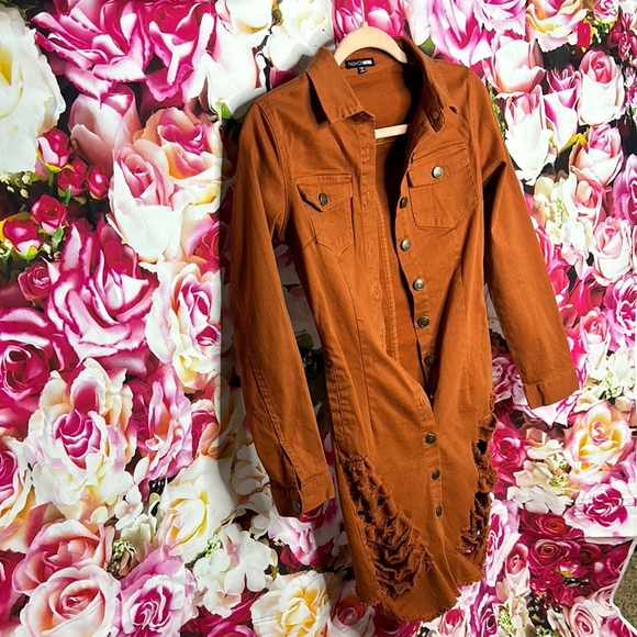 Fashion Nova Rust Button-Down Dress - Picture 2 of 5